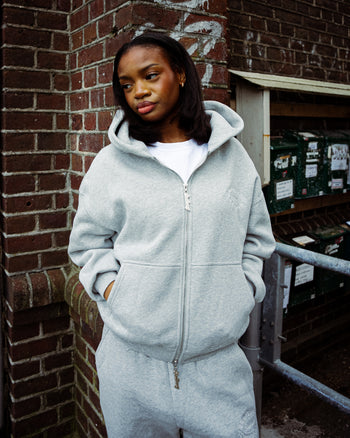 GREY CREST LOGO HOODIE