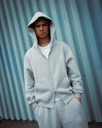 GREY CREST LOGO HOODIE