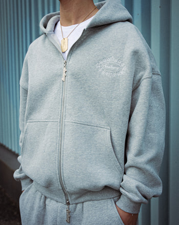 GREY CREST LOGO HOODIE