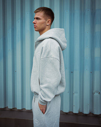 GREY CREST LOGO HOODIE