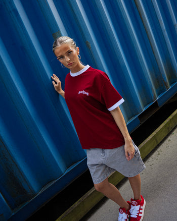 WINE RED WAFFLE KNIT TEE