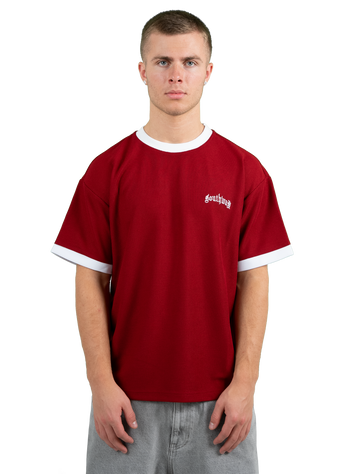 WINE RED WAFFLE KNIT TEE