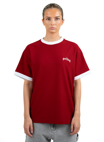 WINE RED WAFFLE KNIT TEE