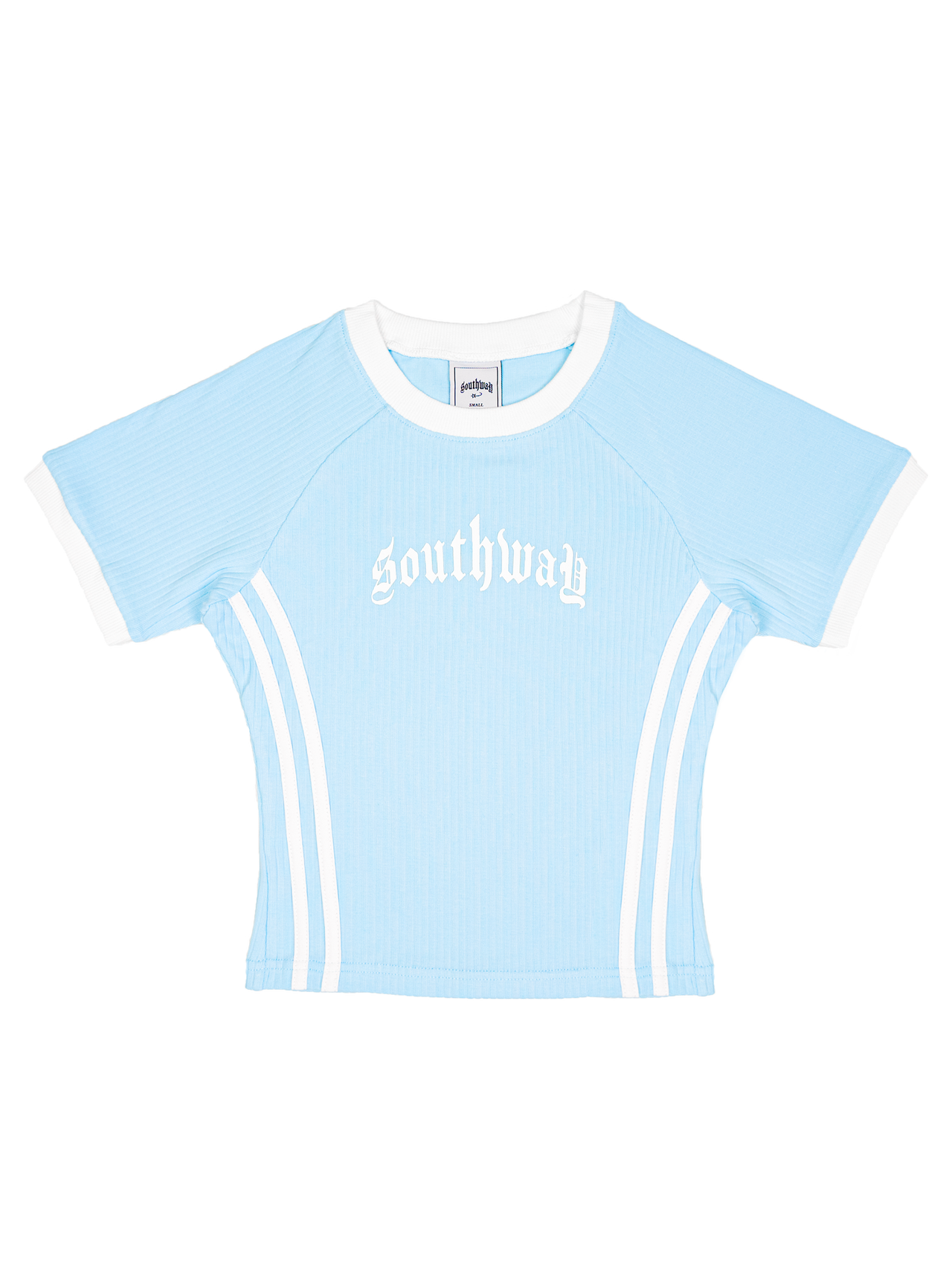 BLUE RIBBED CROP TOP