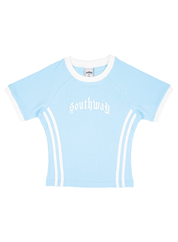 BLUE RIBBED CROP TOP