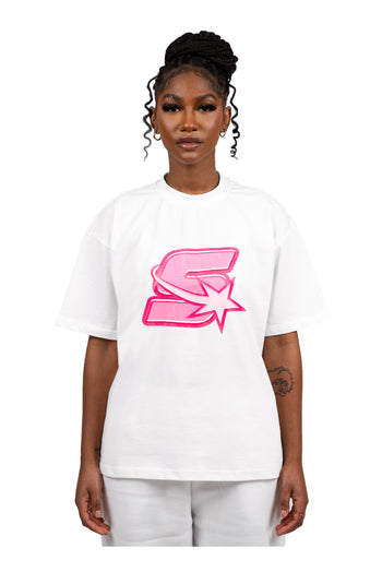 WHITE S-LOGO TEE